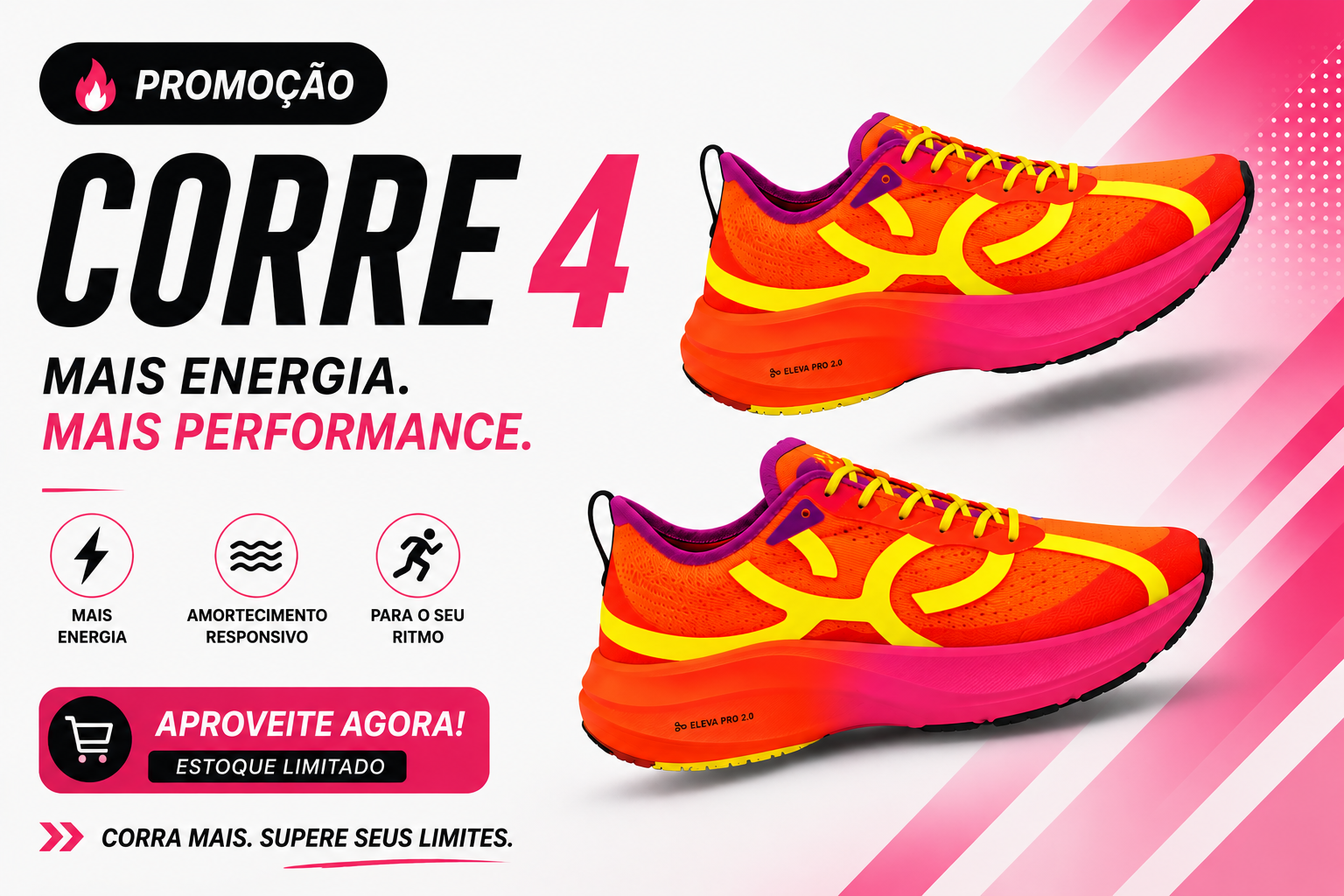 Banner promocional do Corre 4 com destaque para energia e performance.